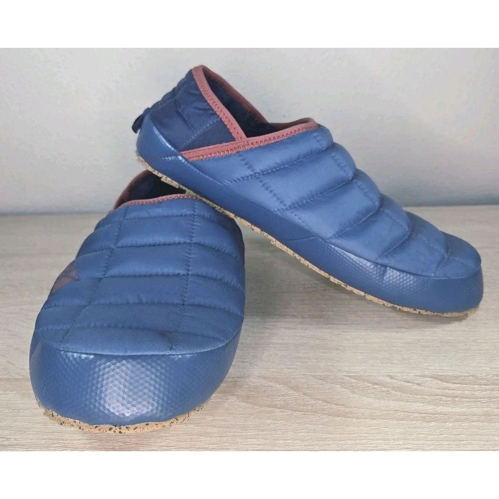 The North Face Thermoball Traction Mule Slippers Blue Insulated Camp Shoes Mens
